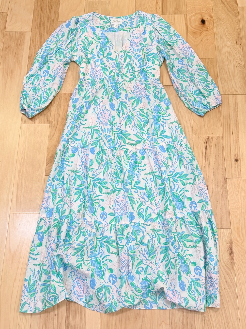 LIKE NEW Lilly Pulitzer Women’s Deacon 3/4 Sleeve V Neck Maxi Dress - Picture 2 of 4